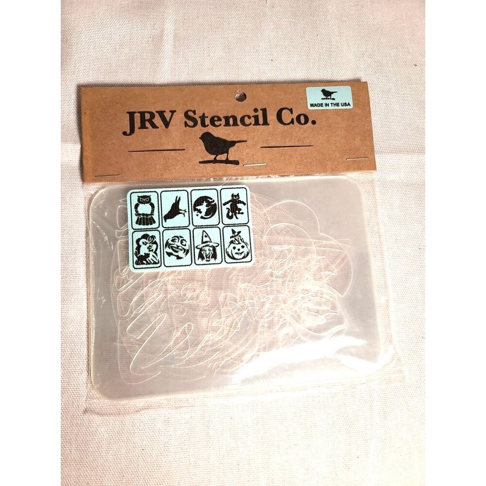 NEW JRV  mini Set Of 8  Vintage Inspired Halloween Each Stencil 5.5" X 4"
